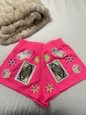 Queen of Sparkles Pink Casino Card Shorts